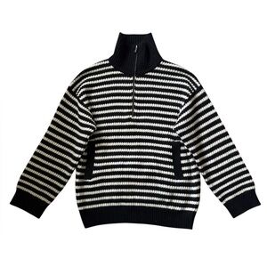 Equipment Bowie Wool Cashmere Stripes Sweater White Black Size XS